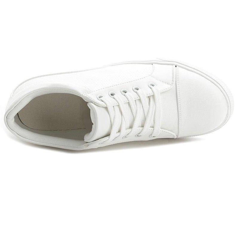 ACE SHOCK Women Wedges Sneakers with Hidden Heel Ankle High Platform Walking Shoes Fashion Bride Wedding Shoes (5, White-3" Heel-Height, Numeric_5) - Image 2
